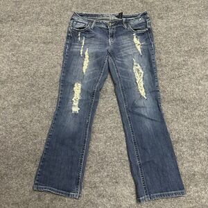 Vanity Jeans Womens Size 30W/33L Blue Distressed Bootcut Embellished Y2K Stretch